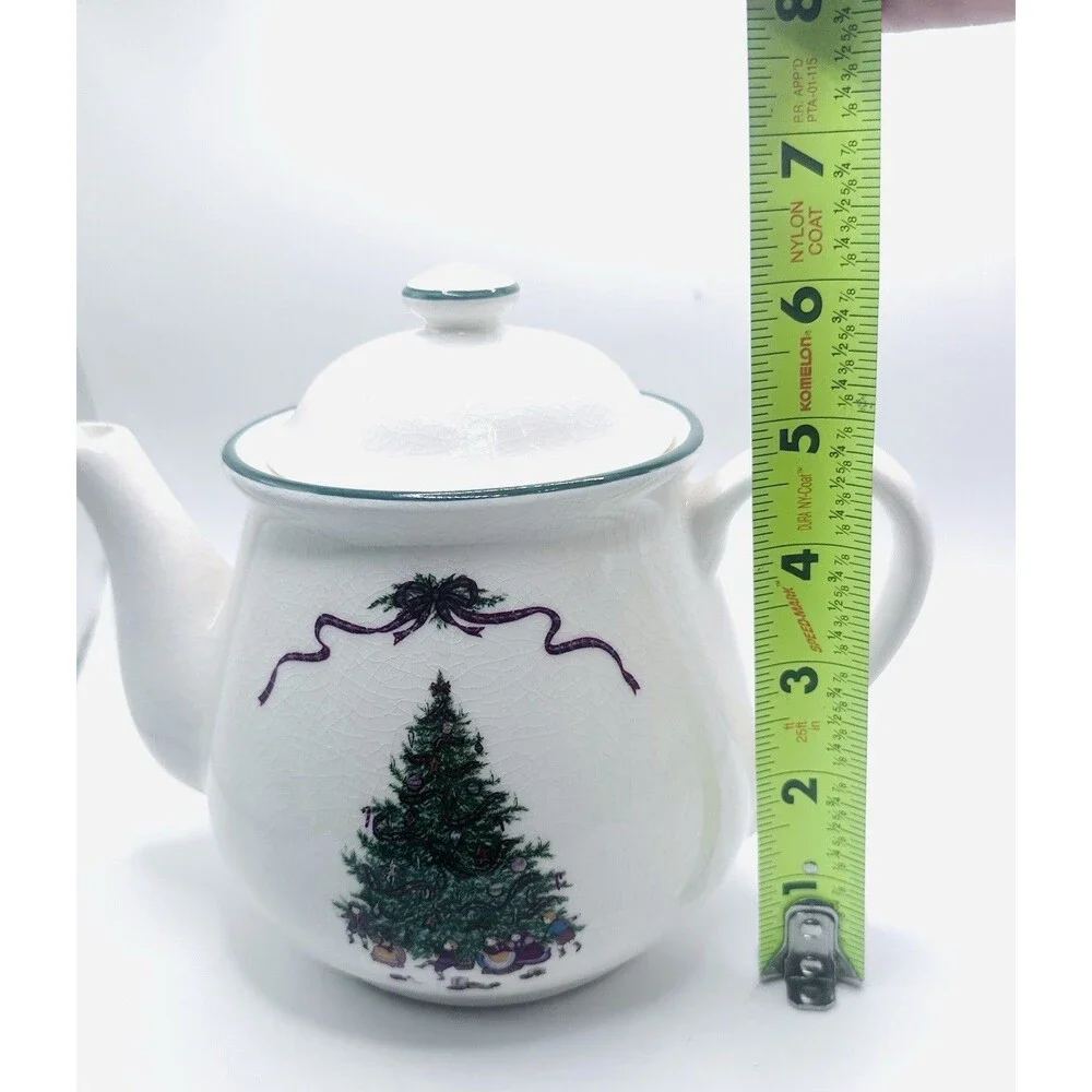 Vintage O’Tannenbaum Teapot The Cellar MPD 1992 Japan Christmas Crazing